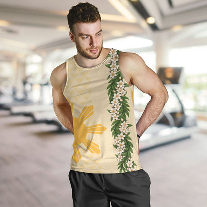 Philippines Filipinos Tank Top Sampaguita Flower Sun Pattern Island Style