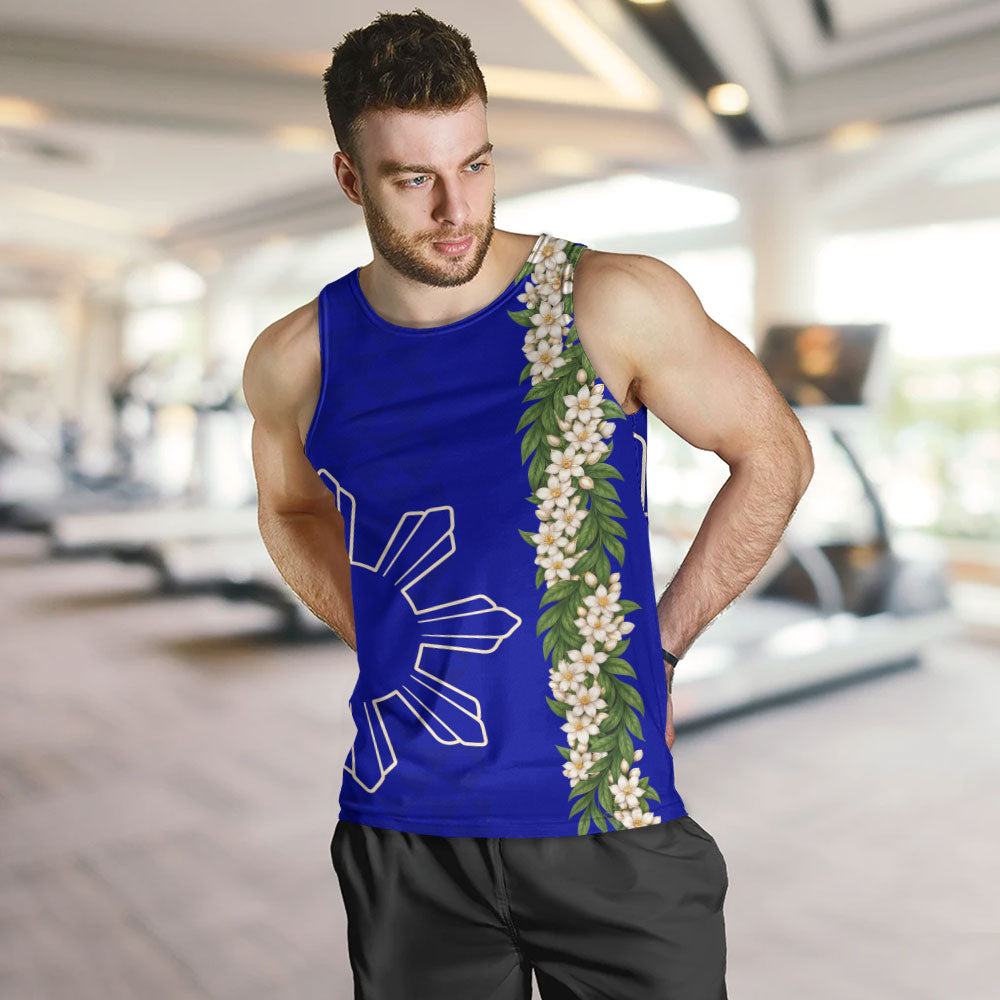 Philippines Filipinos Tank Top Sampaguita Flower Sun Pattern Island Style