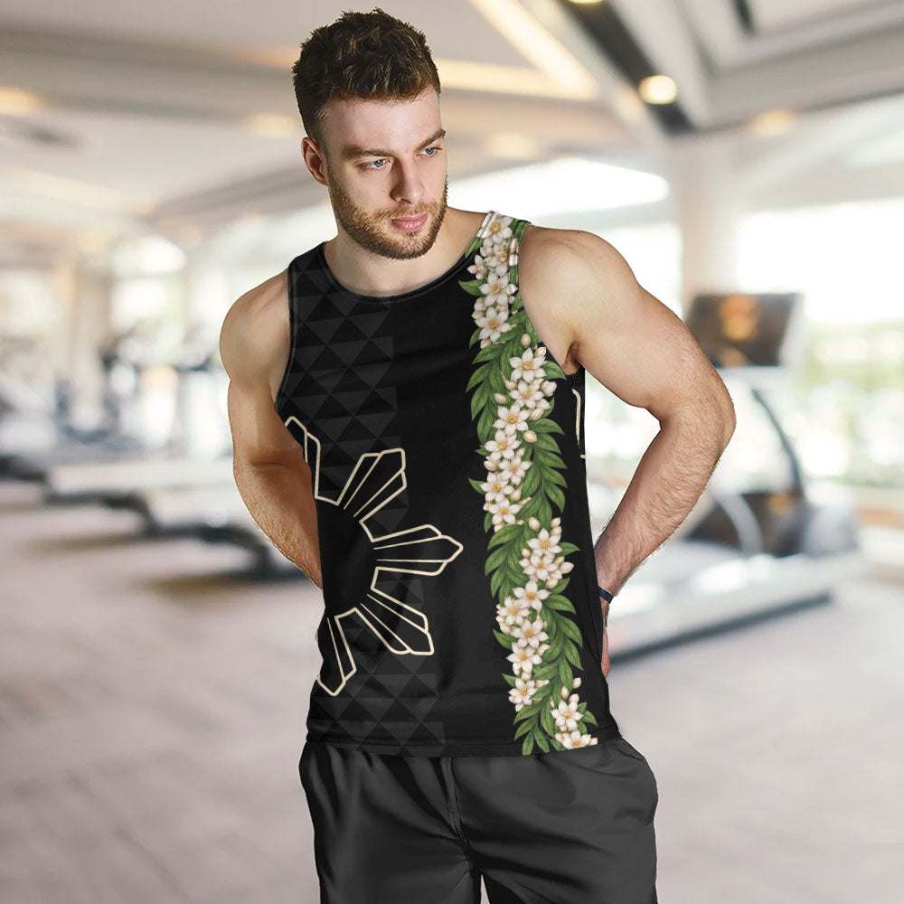 Philippines Filipinos Tank Top Sampaguita Flower Sun Pattern Island Style