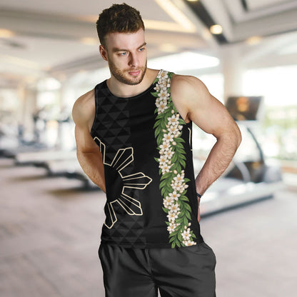 Philippines Filipinos Tank Top Sampaguita Flower Sun Pattern Island Style
