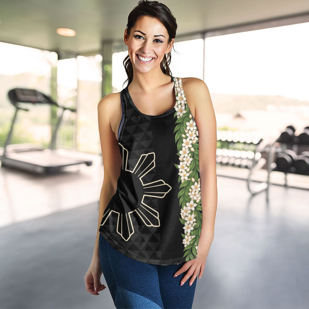 Philippines Filipinos Women Tank Sampaguita Flower Sun Pattern Island Style