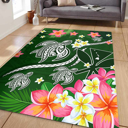Hawaii Area Rug Aloha Island Turtle Plumeria Flower Tropical Fabric