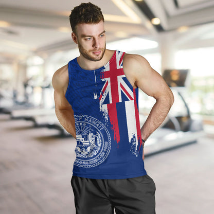 Hawaii Tank Top Flag Polynesian Style Ocean Blue