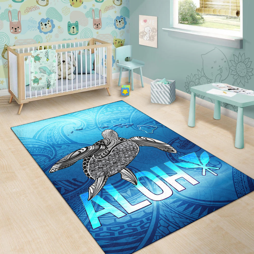 Hawaii Area Rug Aloha Turtle Ocean Style