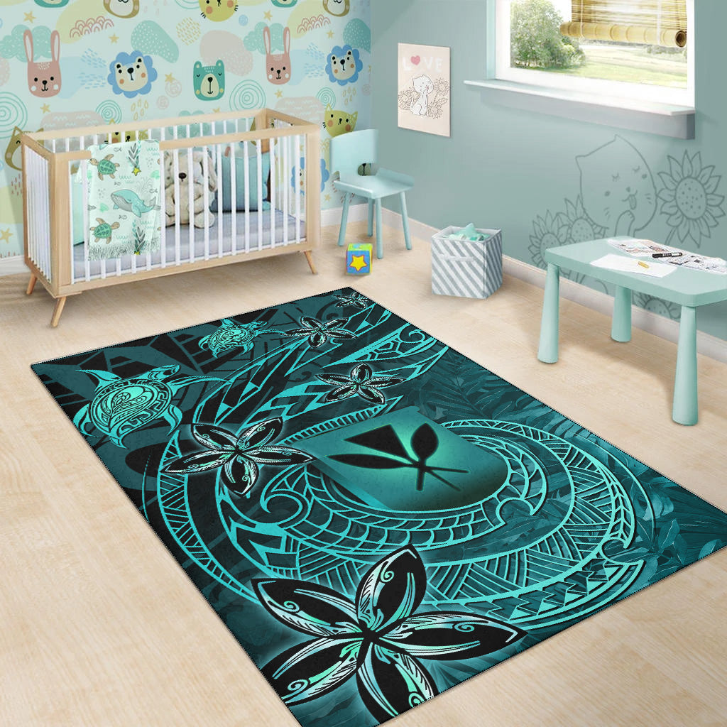 Hawaii Area Rug Kanaka Maoli Tropical Leaves Polynesian Pattern