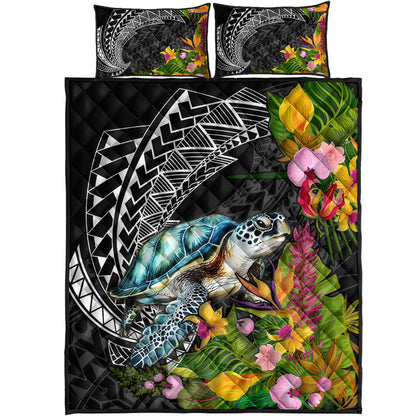 Hawaii Quilt Bed Set Turtle Ocean Spiral Polynesian Patterns