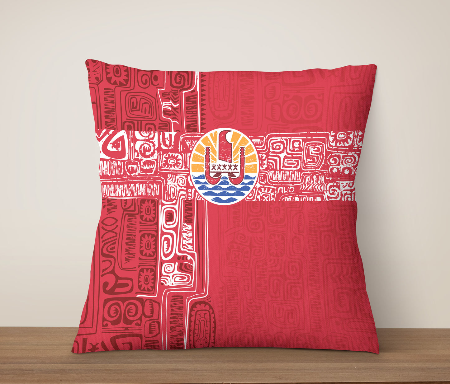 Tahiti Pillow Cover French Polynesia Pattern Vintage Style