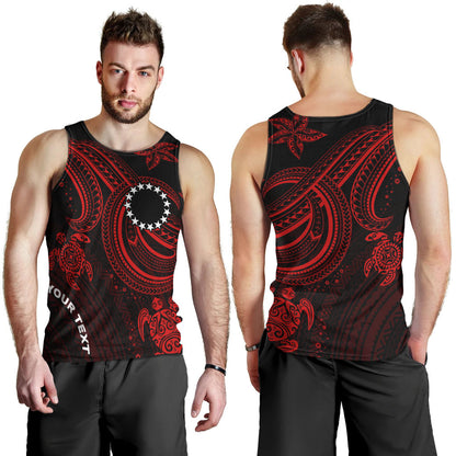 Cook Islands Custom Personalised Men Tank Top - Red Turtle