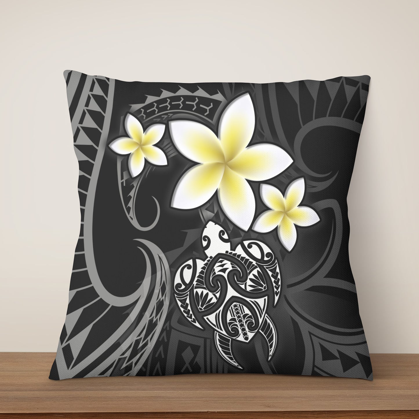 Hawaii Pillow Cover Hawaiian Turtle Honu Plumeria Tribal Tattoo