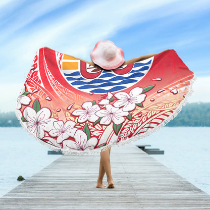 Tahiti Beach Blanket Polynesian Pattern Style White Flowers