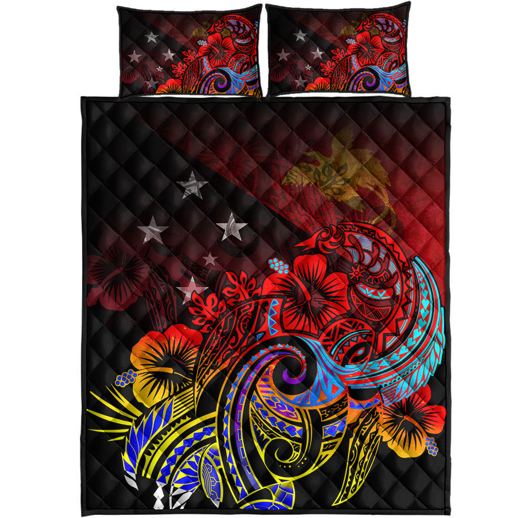 Papua New Guinea Quilt Bed Set Birds Of Paradise With Flag Color Style