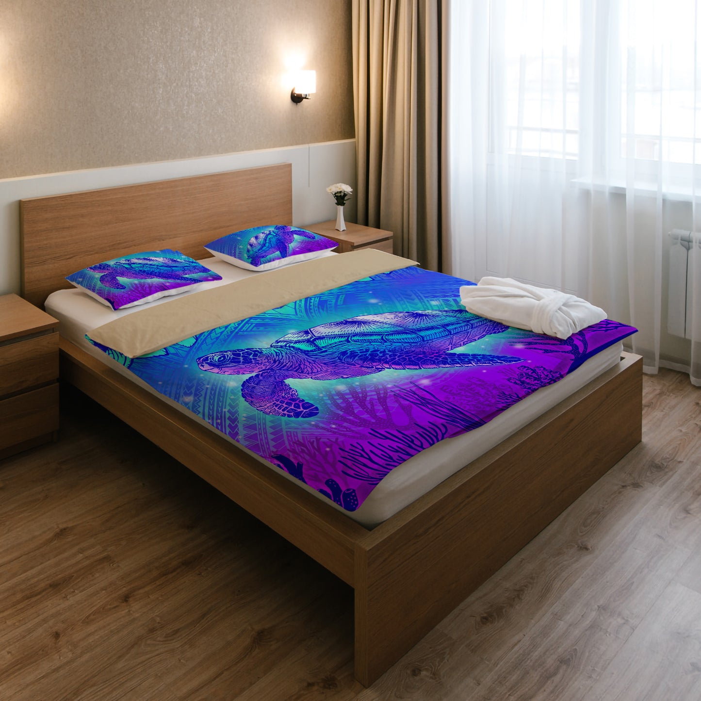 Hawaii Bedding Set Turtle Underwater Sea Polynesian Style