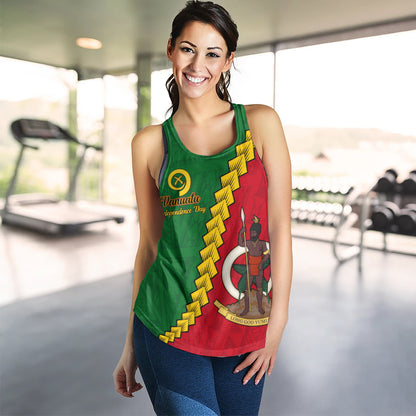 Vanuatu Women Tank Tribal Coat Of Arms With Flag Independence Day