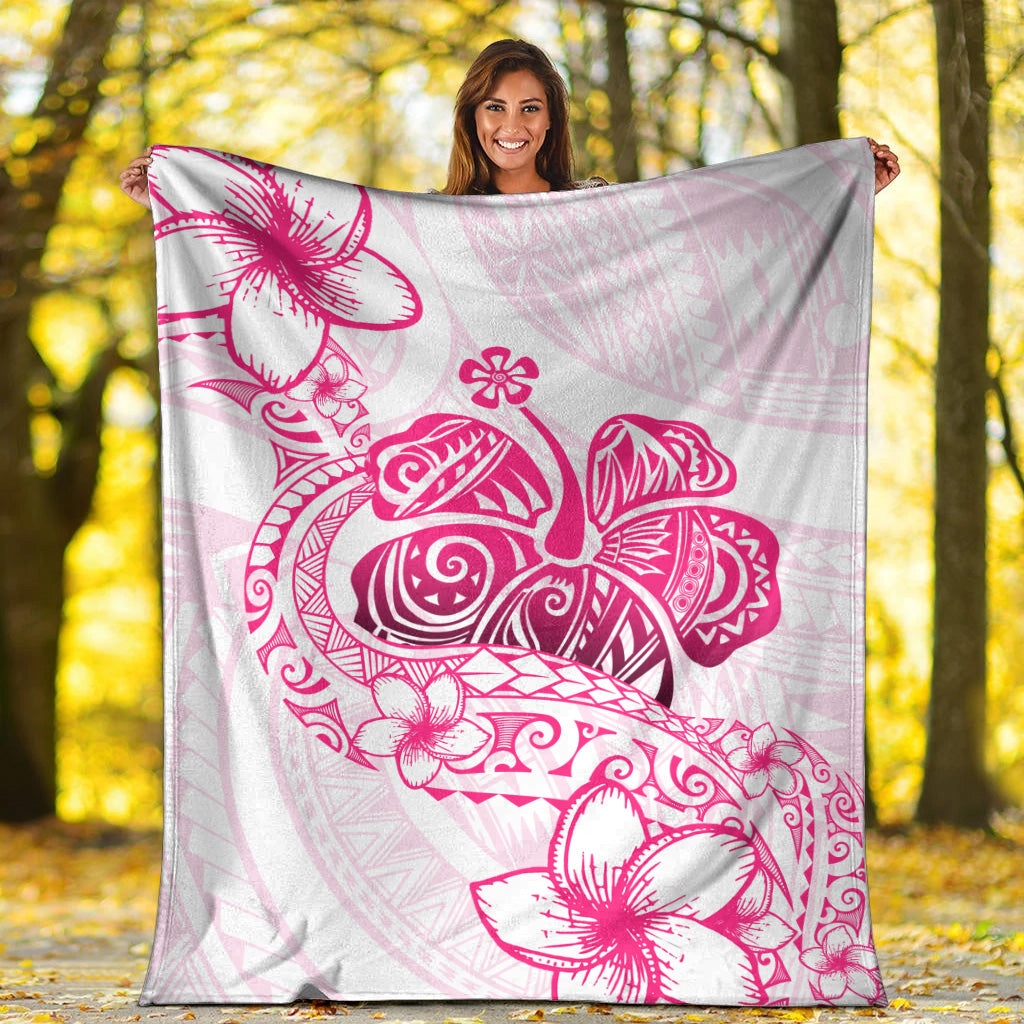Hawaii Premium Blanket Pink Hibiscus And Plumeria Flowers Polynesian Decor