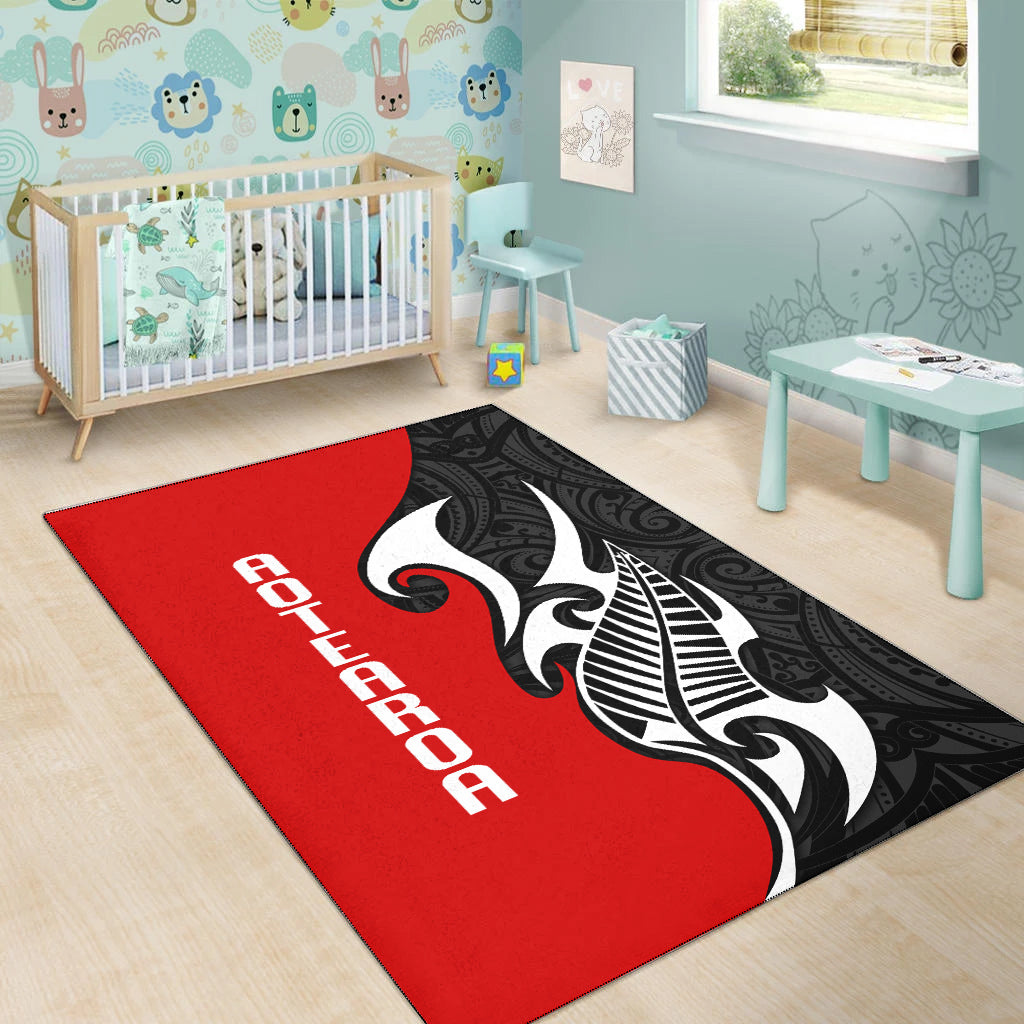 Aotearoa Silver Fern Maori Area Rug
