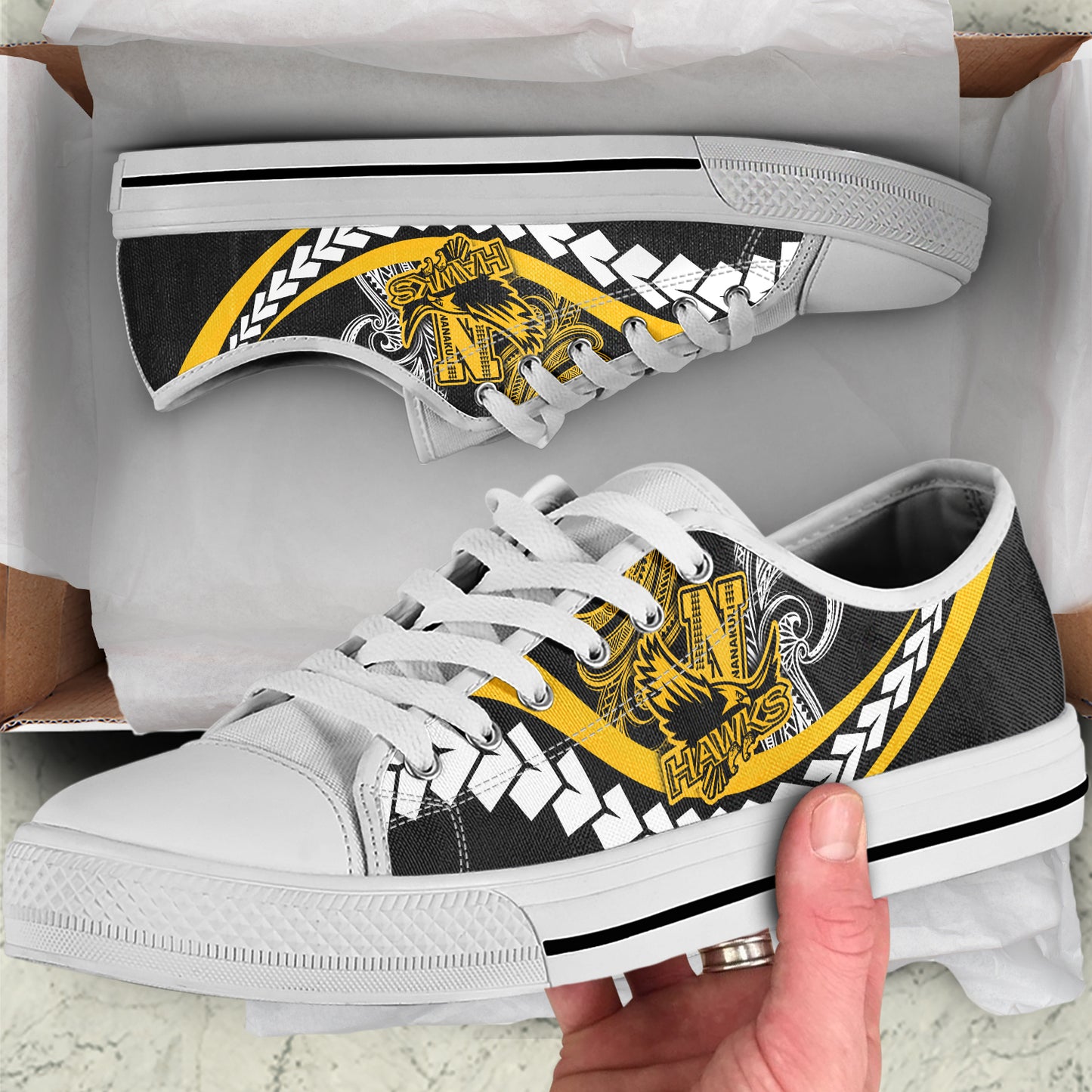 Hawaii Custom Low Top Shoes - Nanakuli High School Polynesian Tribal Pattern