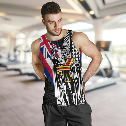 Hawaii Tank Top King Kamehameha I Kakau Flag Grunge