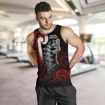 New Zealand Gradient Men Tank Top - Maori Tino Rangatiratanga With Lizard And Silver Fern