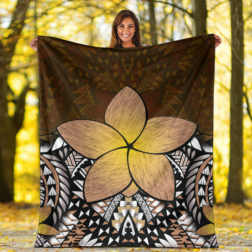 Hawaii Premium Blanket Hawaii Plumeria Polynesian Traditional Patterns Vintage Version