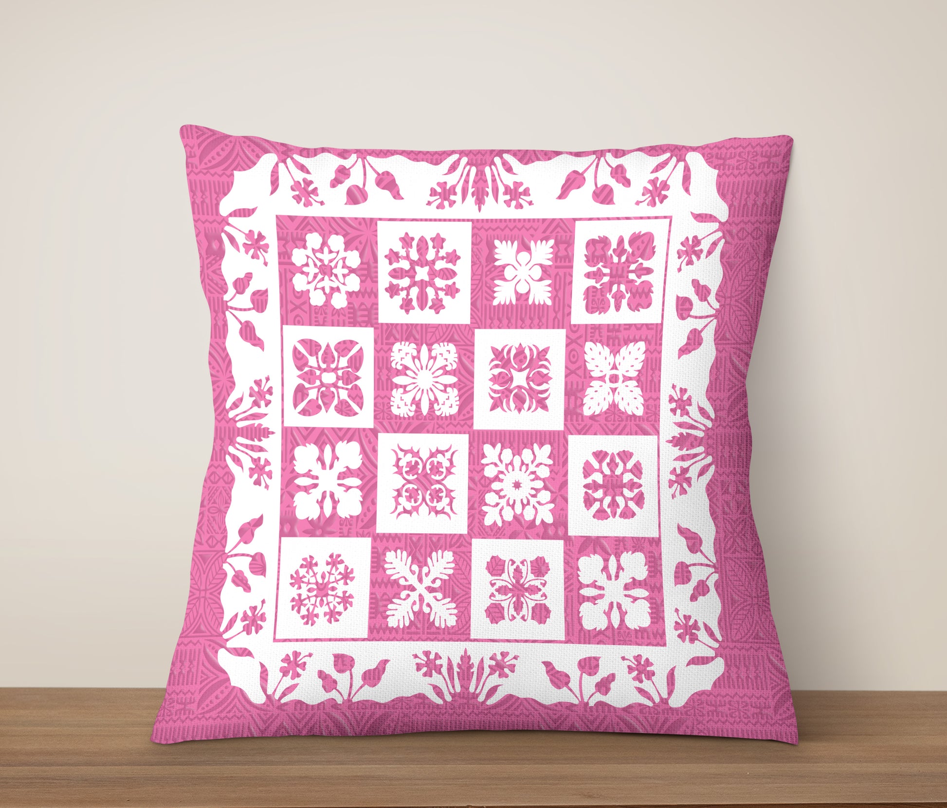 Hawaii Pillow Cover Pink Hawaii Pattern Polynesian Color