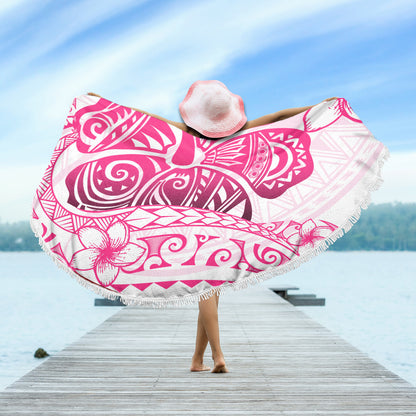 Hawaii Beach Blanket Pink Hibiscus And Plumeria Flowers Polynesian Decor