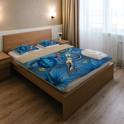 Hawaii Bedding Set  - Hawaii Ocean Turtle Hibiscus Blue