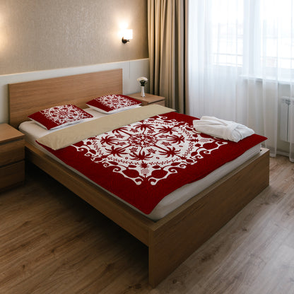 Hawaii Red Pattern Palm Trees and Turtles Duvet Cover