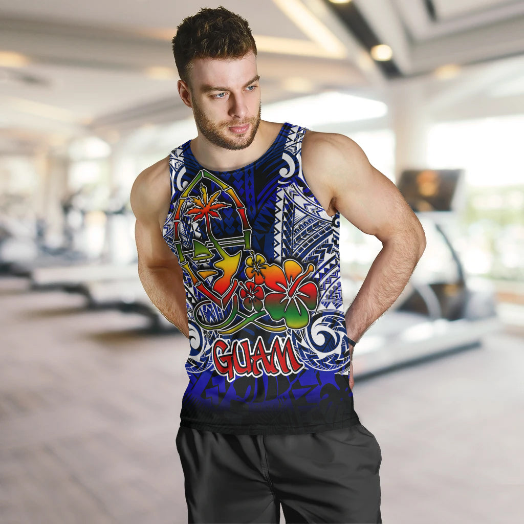 Guam Men Tank Top - Guam Independence Day '' Wish You A Very Happy Independence Day '' With Polynesian Patterns