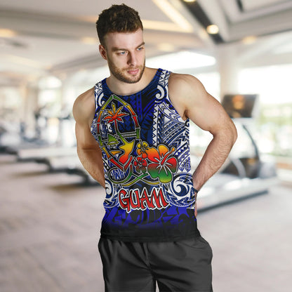 Guam Men Tank Top - Guam Independence Day '' Wish You A Very Happy Independence Day '' With Polynesian Patterns