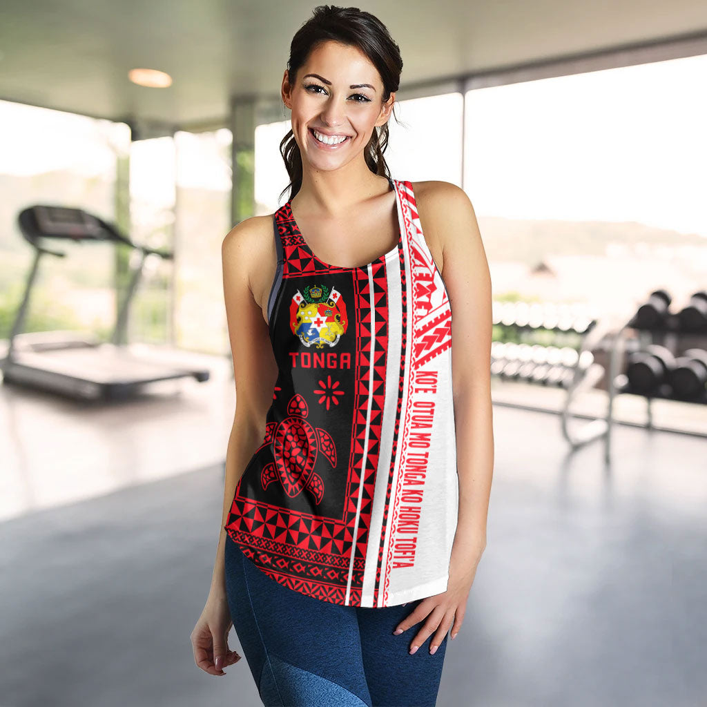 Tonga Women Racerback Tank - Custom Proud To be Tongan Polynesian Patterns With Tonga Kupesi