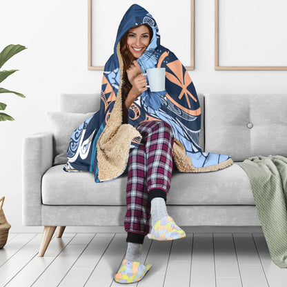 Hawaii Hooded Blanket Kanaka Maoli Tribal Pattern