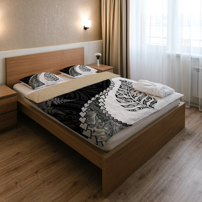 New Zealand Bedding Set Silver Fern Maori Pattern