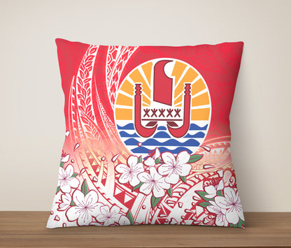 Tahiti Pillow Cover Polynesian Pattern Style White Flowers