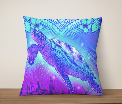 Hawaii Pillow Cover Turtle Underwater Sea Polynesian Style