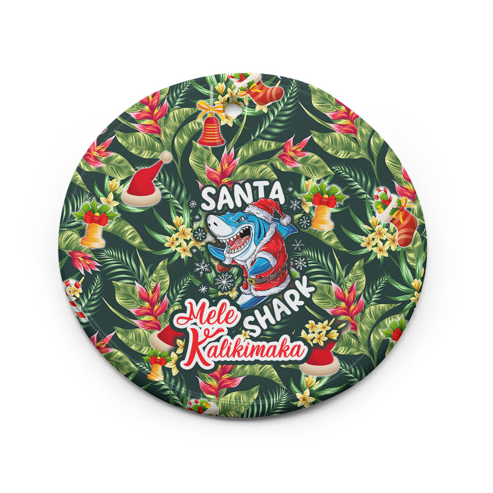 Hawaii Ceramic Ornament Mele Kalikimaka Santa Shark Tropical Style