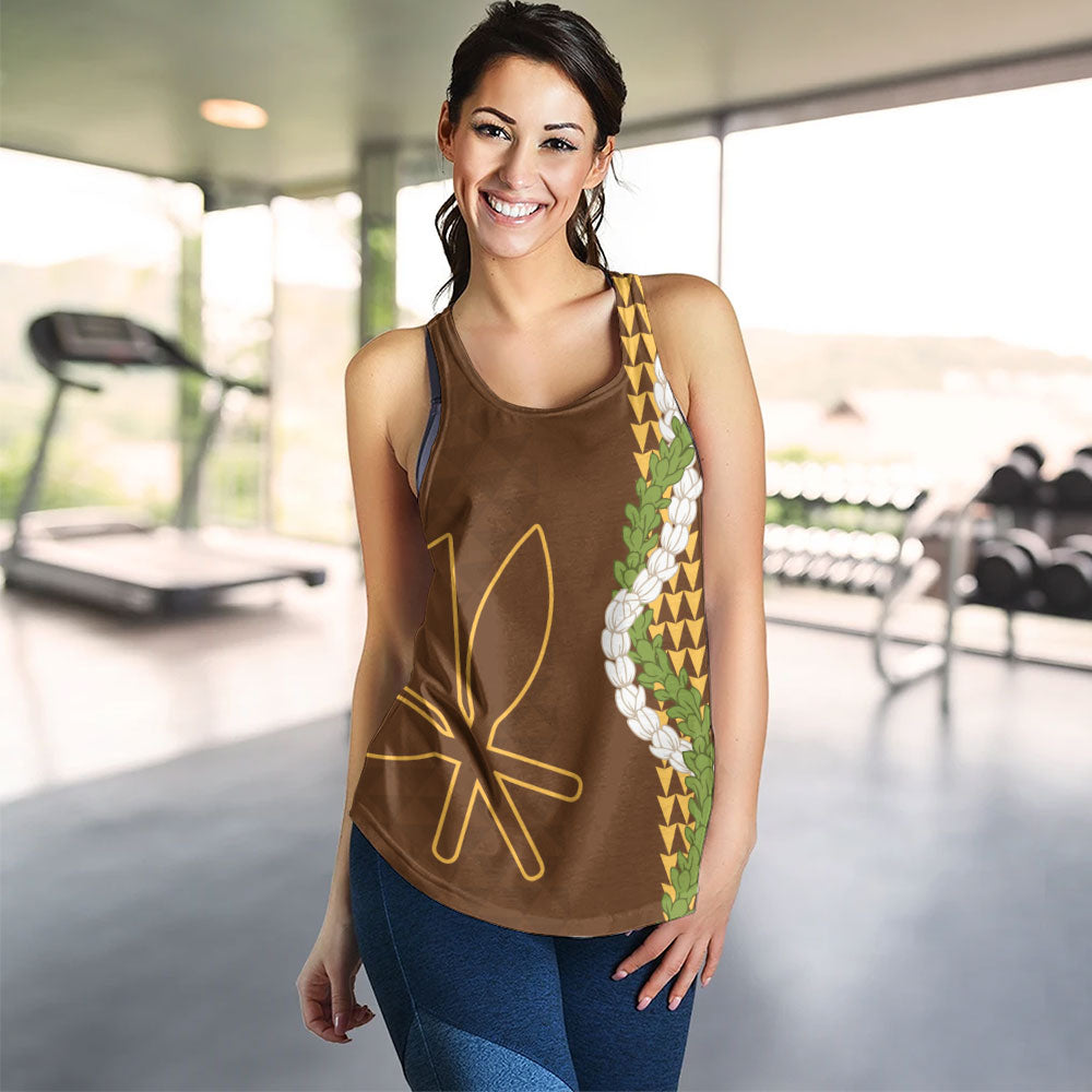 Hawaii Women Tank Kanaka Maoli Puakenikeni Maile Flower Lei