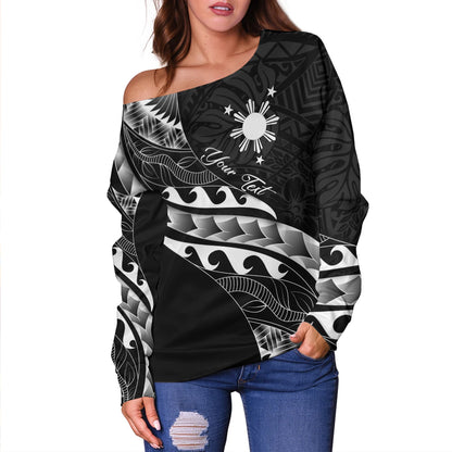 Philippines Filipinos Off Shoulder Sweatshirt Custom Island Tribal Tattoos