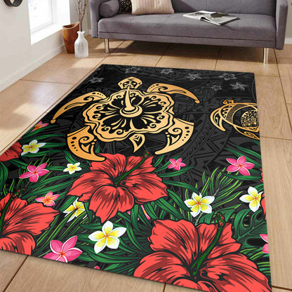 Hawaii Area Rug Polynesian Turtle Tropical Island Tribal Style