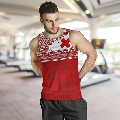 Tonga Tank Top Flag Coat Of Arms Circle Ngatu Tribal