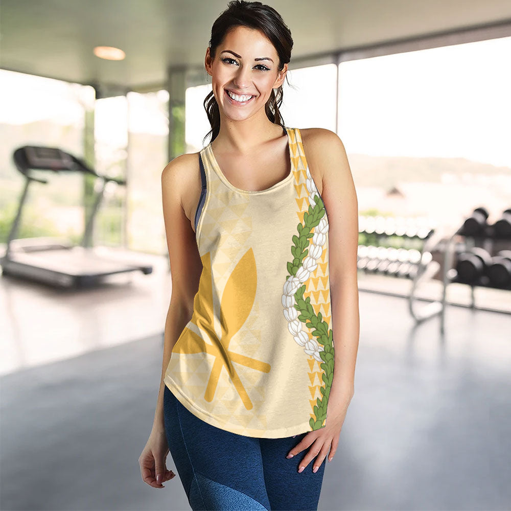 Hawaii Women Tank Kanaka Maoli Puakenikeni Maile Flower Lei