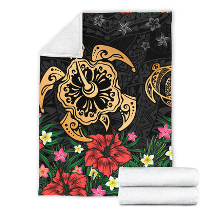 Hawaii Premium Blanket Polynesian Turtle Tropical Island Tribal Style