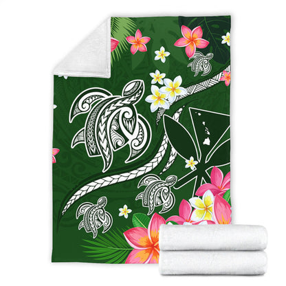 Hawaii Premium Blanket Aloha Island Turtle Plumeria Flower Tropical Fabric
