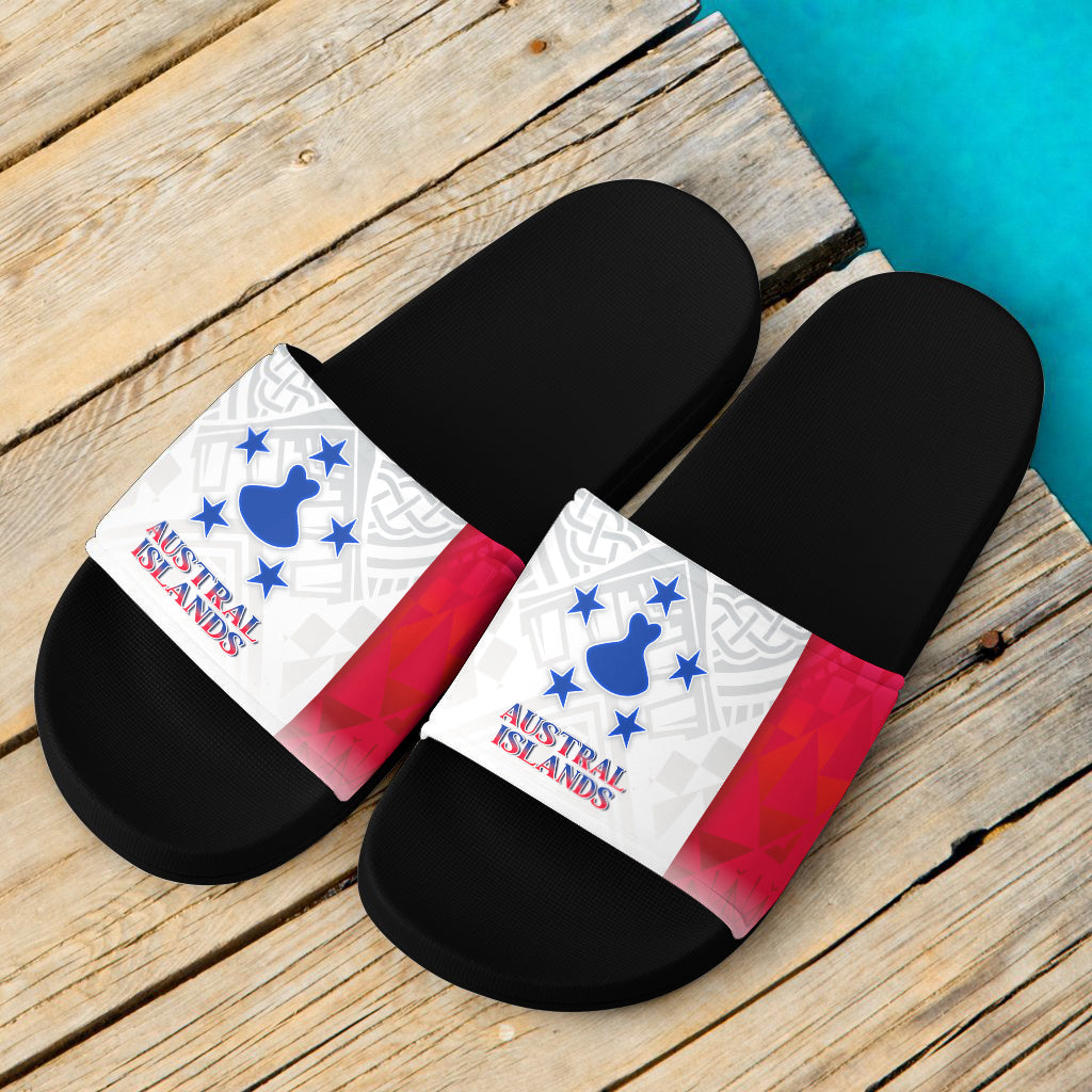 Austral Islands Flag Color With Traditional Patterns Slide Sandals ...