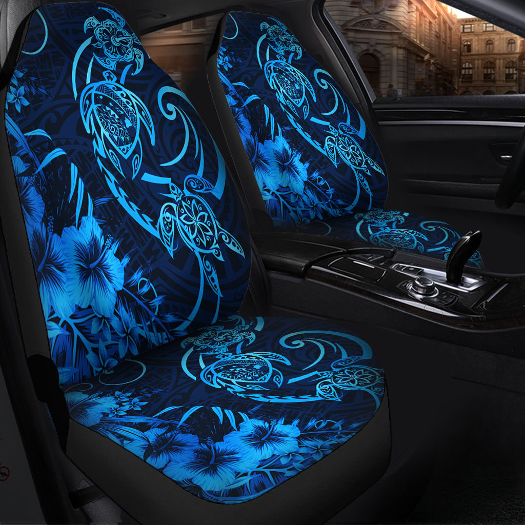 Hawaii Car Seat Covers Hibiscus Flower And Map On The Back Turtle
