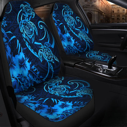 Hawaii Car Seat Covers Hibiscus Flower And Map On The Back Turtle