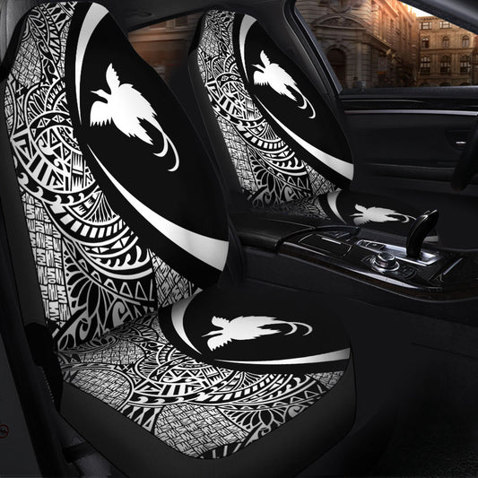Papua New Guinea Car Seat Covers Lauhala White Circle Style