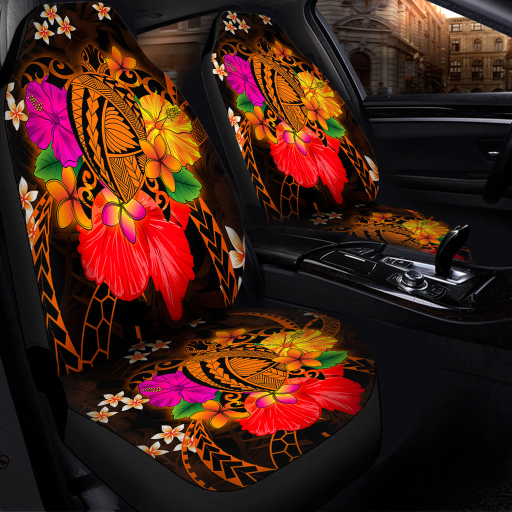 Hawaii Car Seat Covers Polynesia Tribal Turtle Tropical Flower