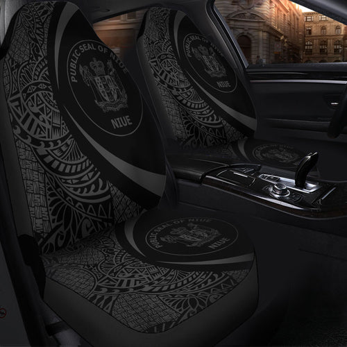 Niue Car Seat Covers Lauhala Gray Circle Style
