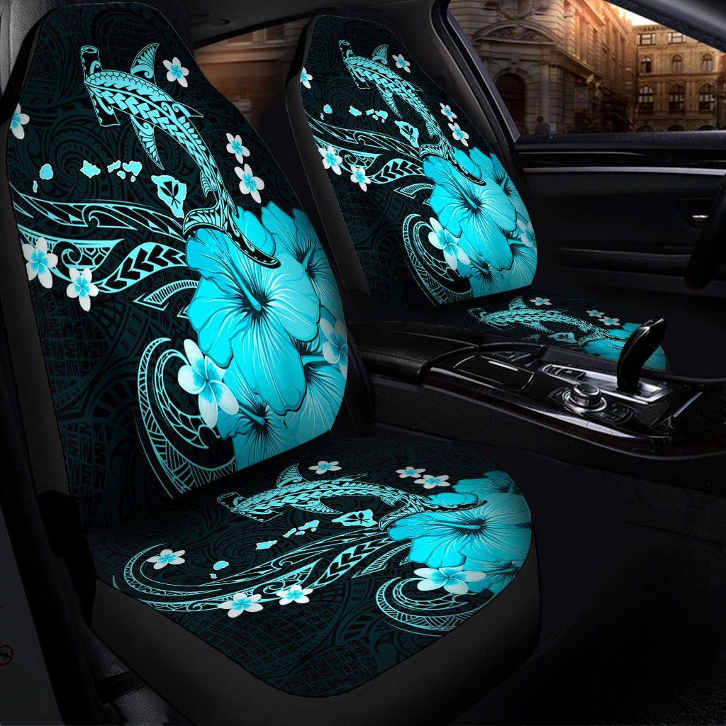 Hawaii Car Seat Covers Kanaka Map And Shark Tribal Tattoo Turquoise