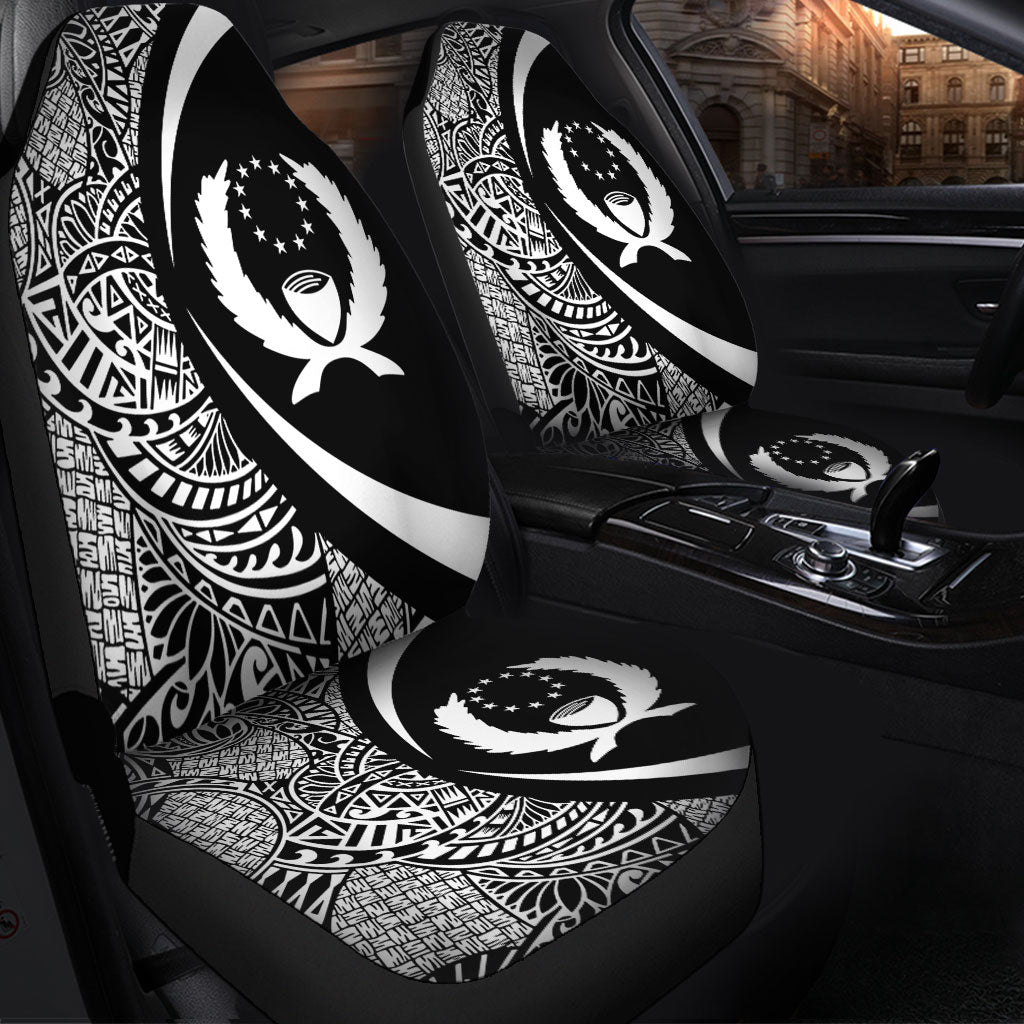 Pohnpei State Car Seat Covers Lauhala White Circle Style